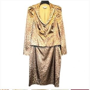 Kay Unger Skirt Suit Animal Print Size 12